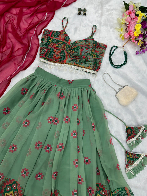 Kalamkari pastel colour lehnga choli