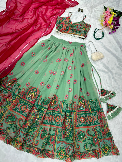 Kalamkari pastel colour lehnga choli