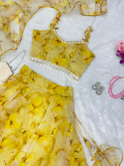 Yellow haldi lehnga choli