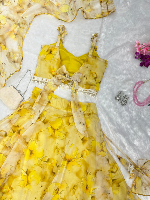 Yellow haldi lehnga choli