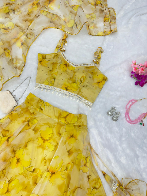 Yellow haldi lehnga choli