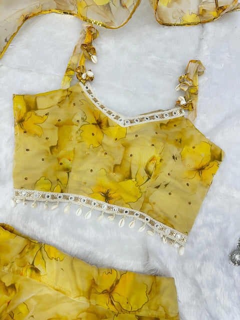 Yellow haldi lehnga choli