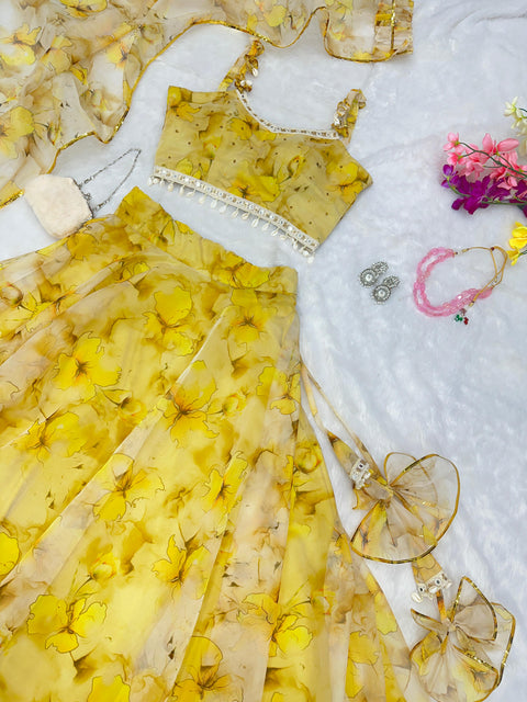 Yellow haldi lehnga choli