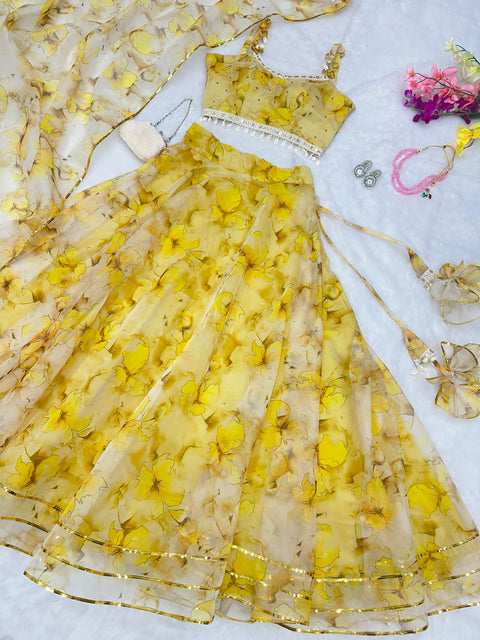 Yellow haldi lehnga choli