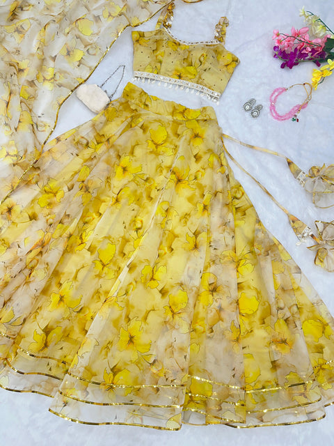 Yellow haldi lehnga choli