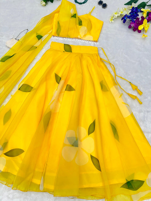 Stylish Haldi Special Lehnga Choli with attached Dupatta
