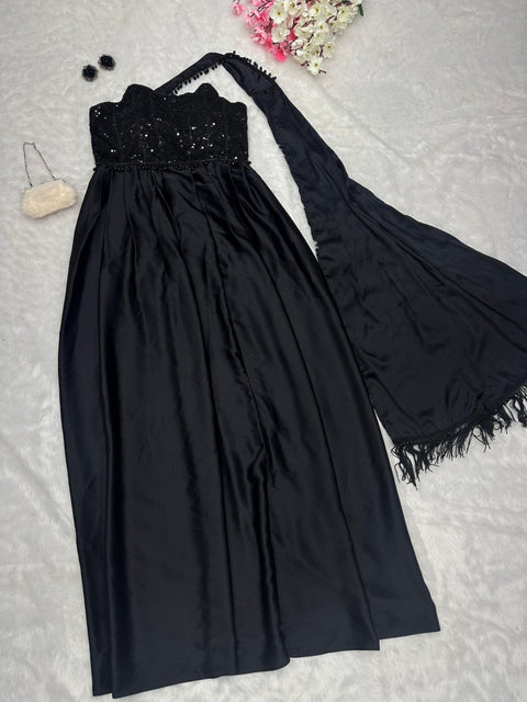 INDO-WESTERN BLACK SEQUINS WORK OUTFIT