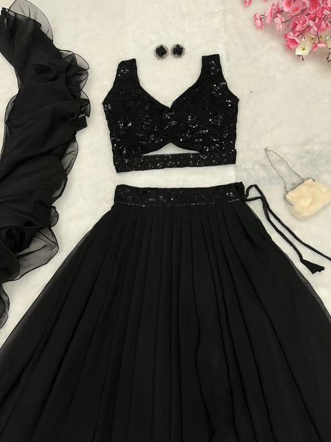 Black Sequins Lehenga