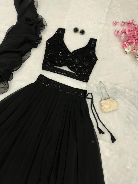 Black Sequins Lehenga