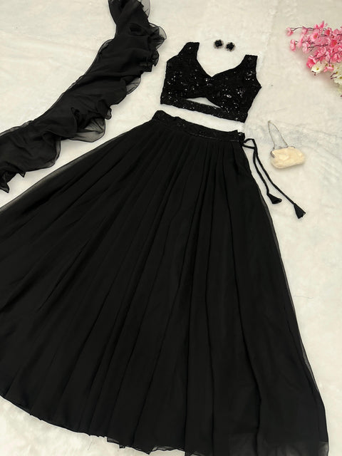 Black Sequins Lehenga