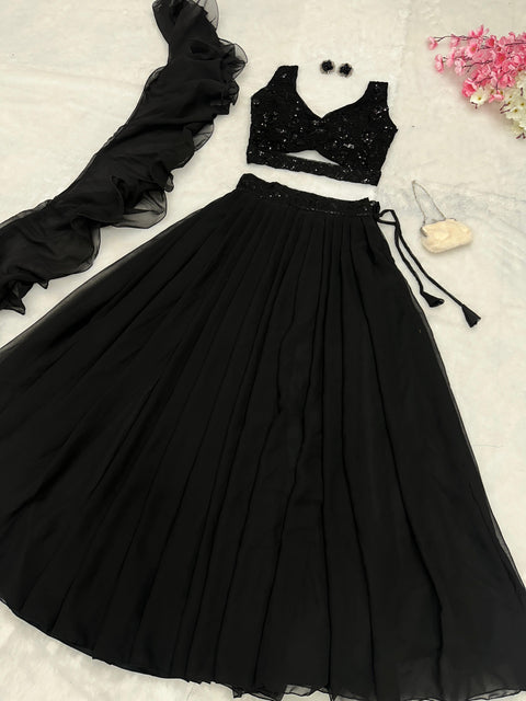 Black Sequins Lehenga