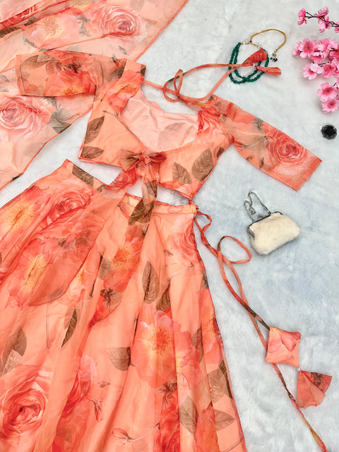 Peachy spring lehnga