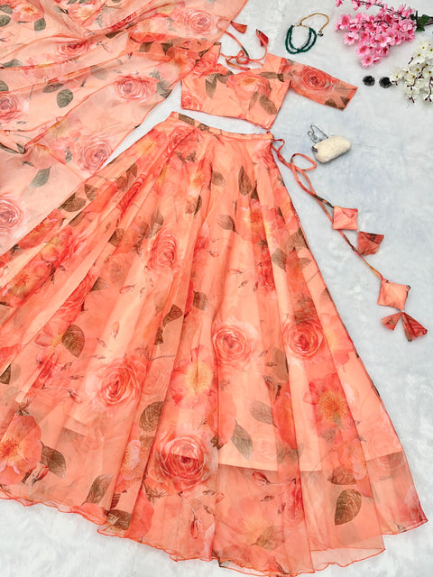 Peachy spring lehnga