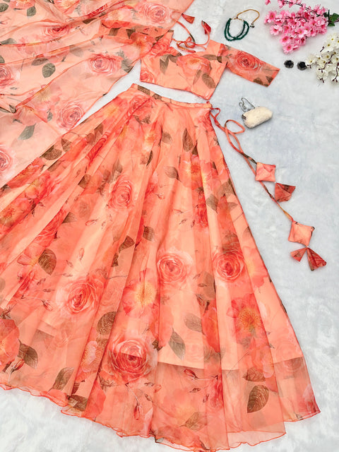 Peachy spring lehnga