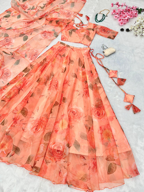 Peachy spring lehnga