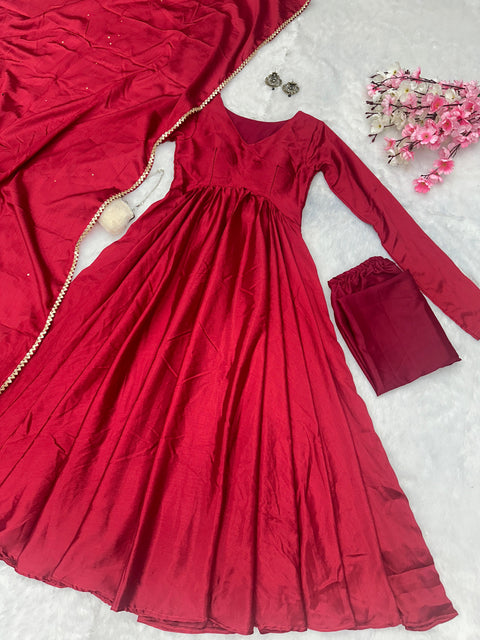 V neck Anarkali