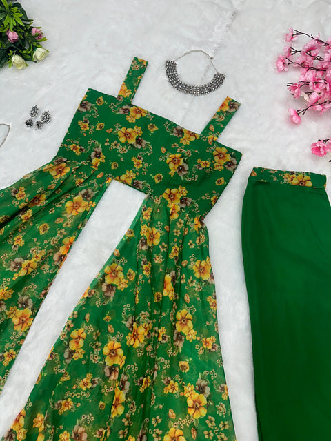Green Anarkali VT Plazo