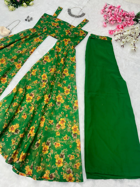 Green Anarkali VT Plazo