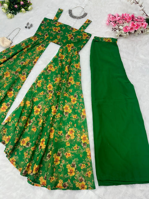 Green Anarkali VT Plazo