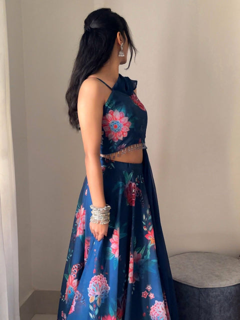 Shona Teal-green colour lehnga choli