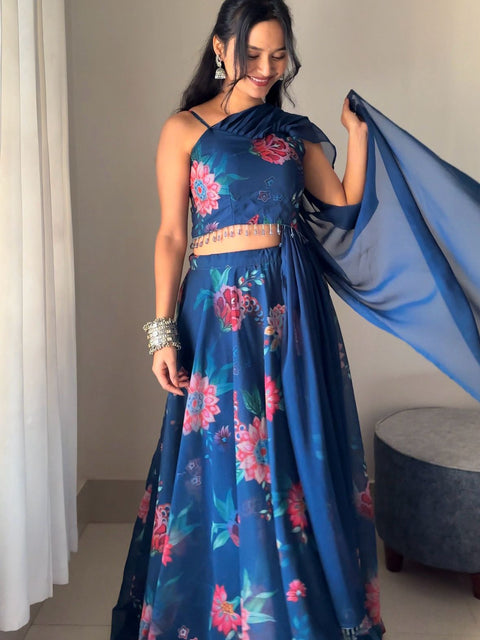Shona Teal-green colour lehnga choli