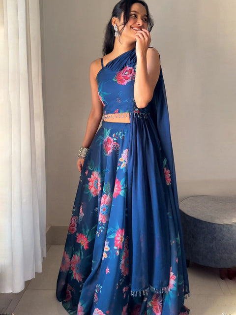 Shona Teal-green colour lehnga choli