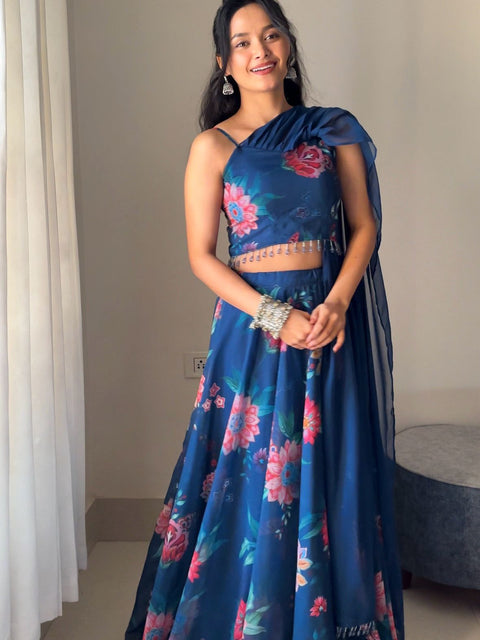 Shona Teal-green colour lehnga choli