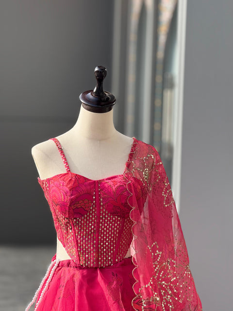 Girlish pink Fairy full flair lehnga set