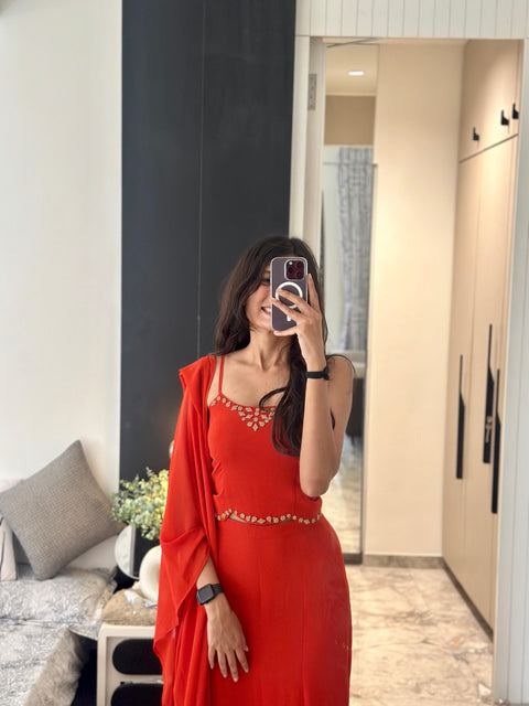 Fiery Flare Fish cut lehnga