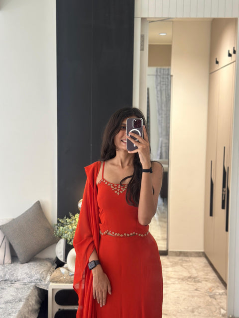 Fiery Flare Fish cut lehnga