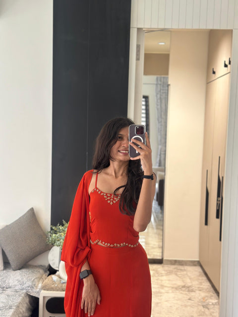 Fiery Flare Fish cut lehnga
