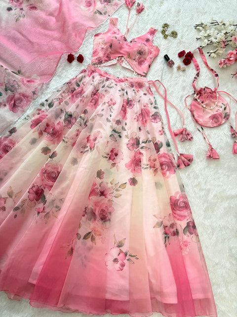 Dreamy Peach pink lehnga