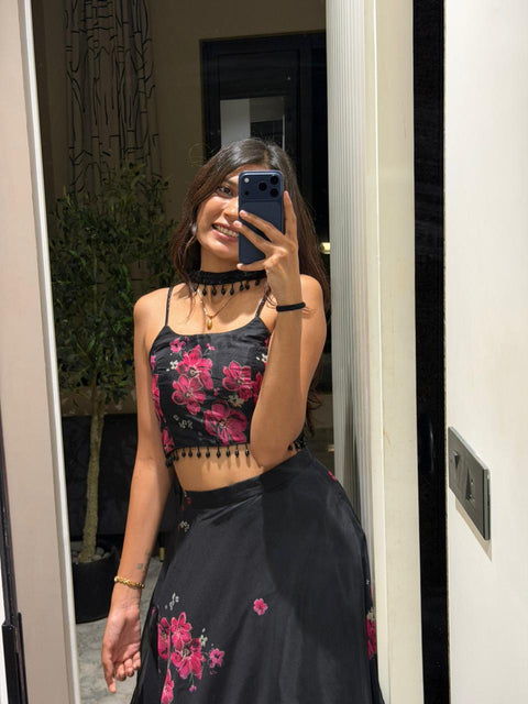 Black jacket lehnga