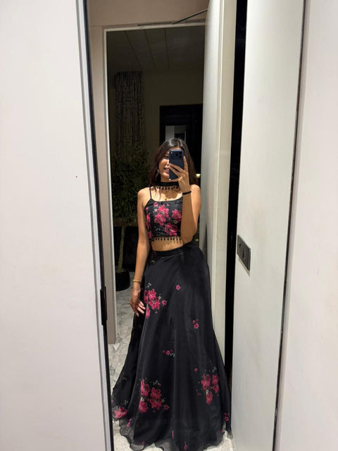 Black jacket lehnga