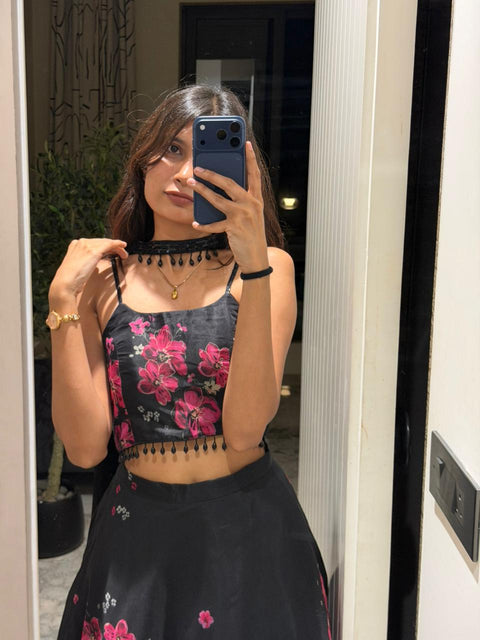 Black jacket lehnga