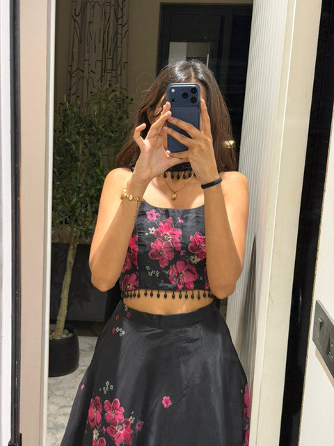 Black jacket lehnga