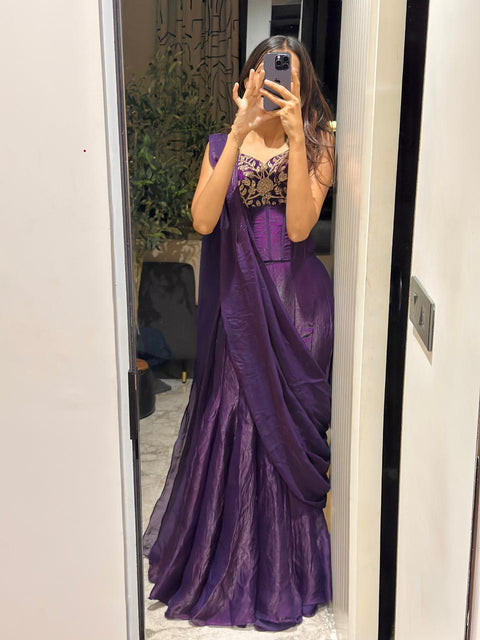 Purple designer saree