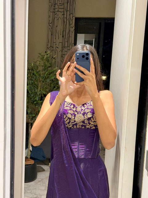 Purple designer saree
