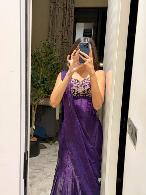 Purple designer saree