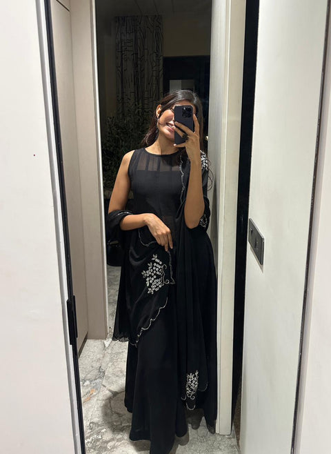 Black handwork anarkali