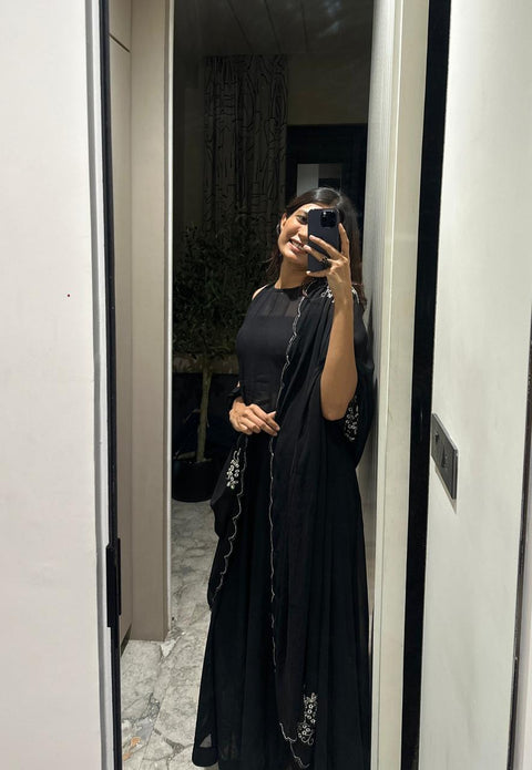 Black handwork anarkali