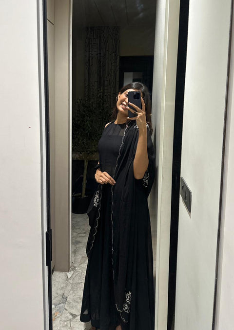 Black handwork anarkali