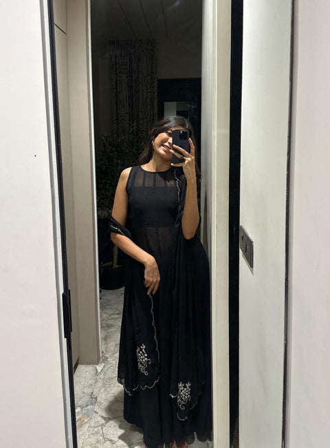 Black handwork anarkali