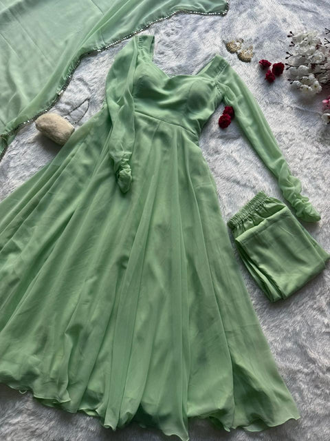 Green Flaired Anarkali