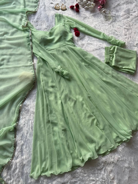 Green Flaired Anarkali