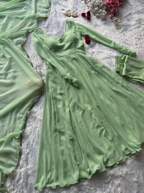 Green Flaired Anarkali