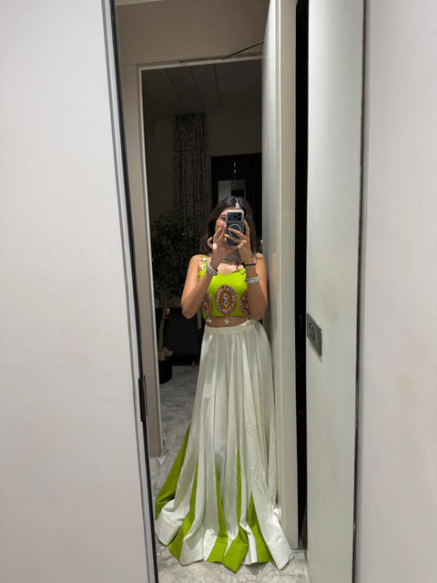 Lime Navaratri Lehenga