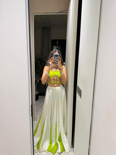 Lime Navaratri Lehenga