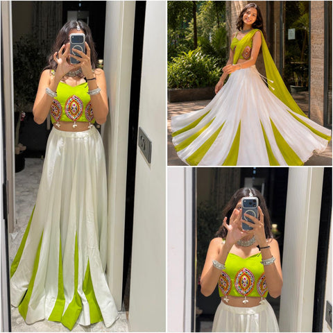 Lime Navaratri Lehenga