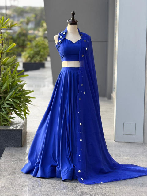 Blue kodi work lehenga